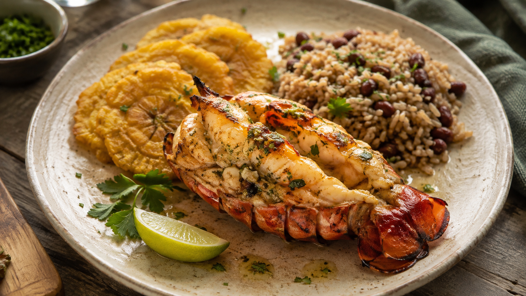 Sculptured mitten lobster al Ajillo — Puerto Rican Style