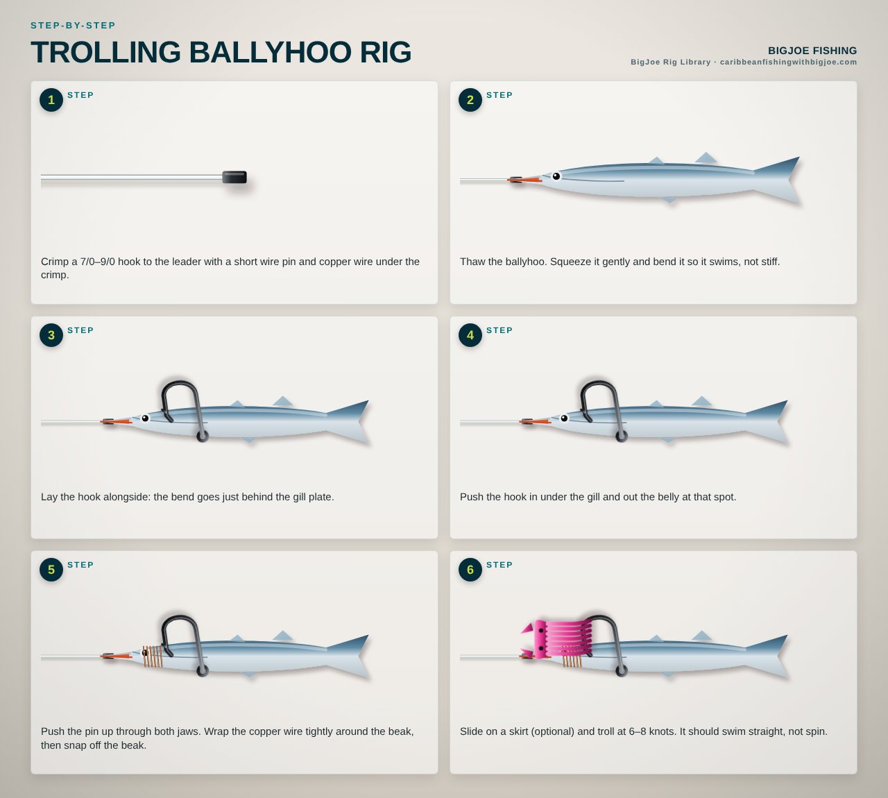 Trolling Ballyhoo Rig — BigJoe step-by-step graphic