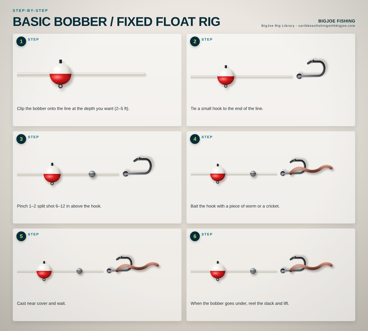 Basic Bobber / Fixed Float Rig — BigJoe step-by-step graphic