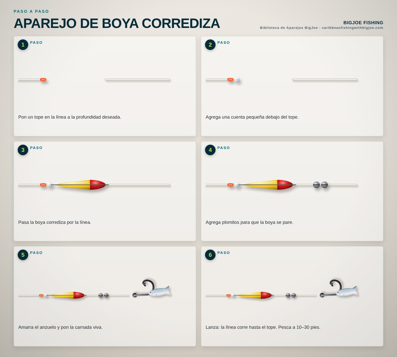 Aparejo de Boya Corrediza — Gráfico paso a paso de BigJoe