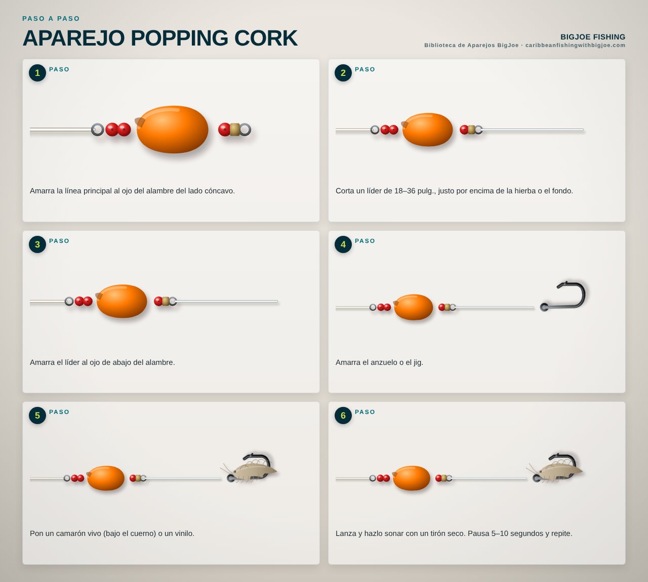 Aparejo Popping Cork — Gráfico paso a paso de BigJoe