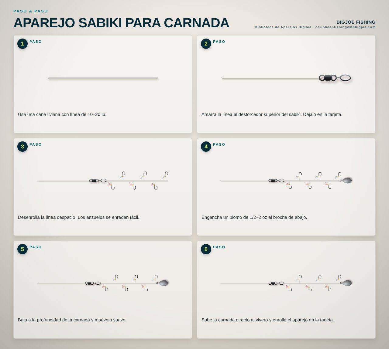 Aparejo Sabiki para Carnada — Gráfico paso a paso de BigJoe